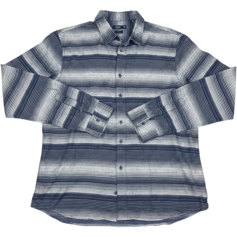 Vince Mens XL Blue White Ombre Stripe Linen Cotton Long Sleeve Button Down Shirt